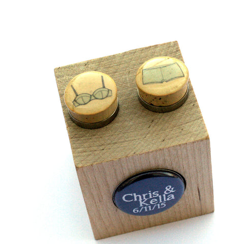 Bra and Panties Cufflinks - Recycled Cork