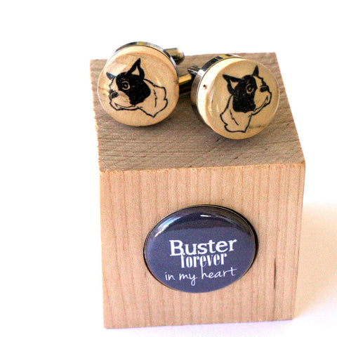 Boston Terrier Cufflinks - Recycled Cork