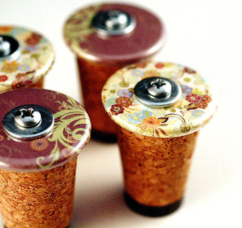Recycled Cork Magnet Set | Abstract Florals
