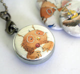 Owl Art Locket Magnetic Necklace