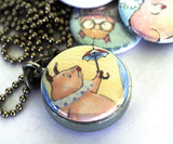 Flying Pigs Locket Necklace