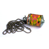 Pink Floral Recycled Wine Cork Necklace