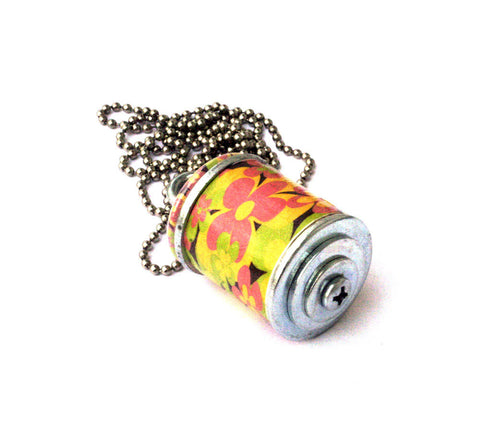 Pink Floral Recycled Wine Cork Necklace