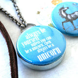 Unicorn Locket Necklace, Be a Unicorn Magnetic Necklace, Recycled Magical Necklace by Polarity