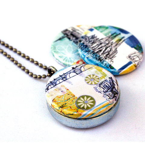 Stockholm Locket - Barcelona Locket - Prague Locket - Travel Magnetic Necklace by Polarity and Stephanie Levy