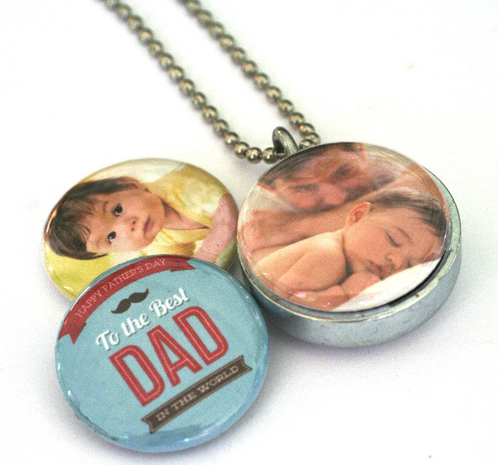 Custom Father Locket Necklace -  Personalized With Kids Photos