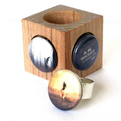 Sanctuary Silver Hammered Magnetic Ring