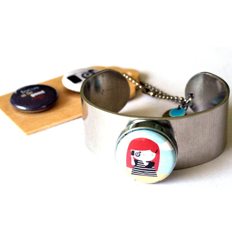 Photographer Magnetic Metal Cuff Bracelet