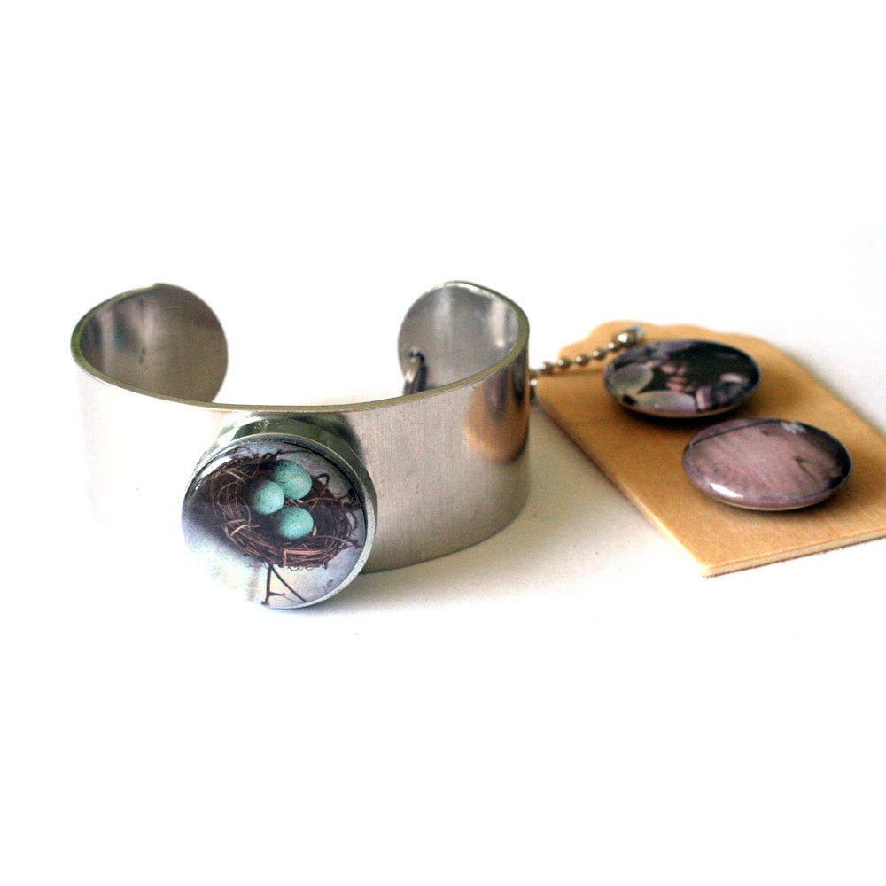 Birds Nest Metal Cuff Bracelet - Magnetic