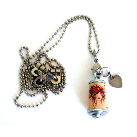 Hair Stylist Necklace | Cork in Test Tube and Wood Cube
