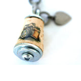 Vintage Camera Necklace - Photographer Cork Necklace in Test Tube and Wood Cube - Instagram Obsession by Uncorked