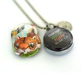 Courage Puts the Tiger in the Cat | Magnetic Locket Necklace