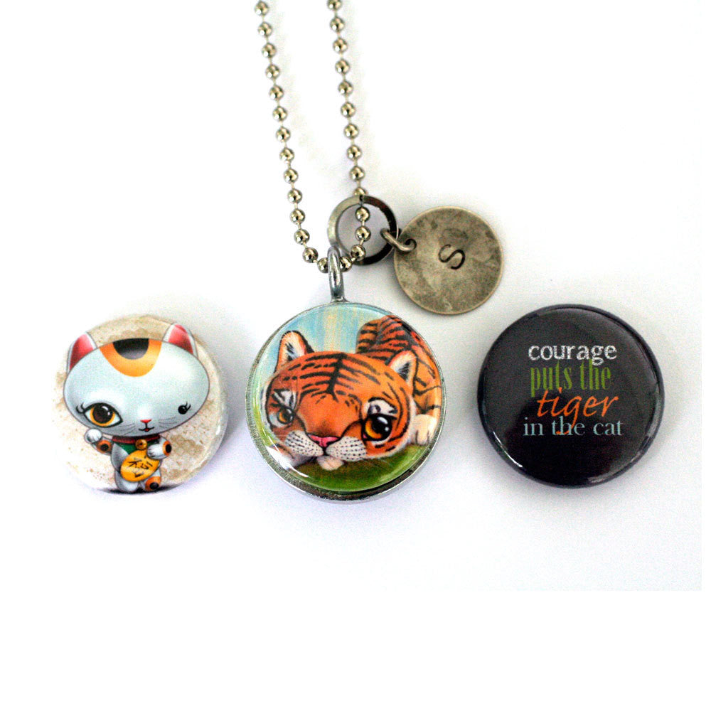 Courage Puts the Tiger in the Cat | Magnetic Locket Necklace