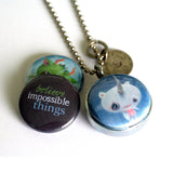 Yeti and Dragon Locket Necklace - Magnetic and Recycled