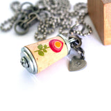 Pink Flower Necklace | Cork in Test Tube and Wood Cube