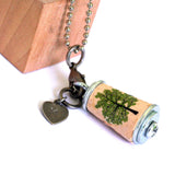 Mini TREE Hugger Necklace | Cork in Test Tube and Wood Cube