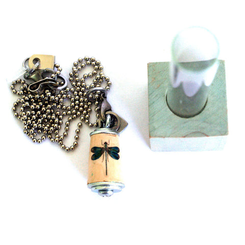 Dragonfly Cork Necklace | Recycled Cork in Test Tube and Wood Cube
