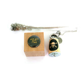 Skull and Crossbones Recycled Necklace | Cork in Test Tube and Wood Cube