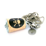 Skull and Crossbones Recycled Necklace | Cork in Test Tube and Wood Cube