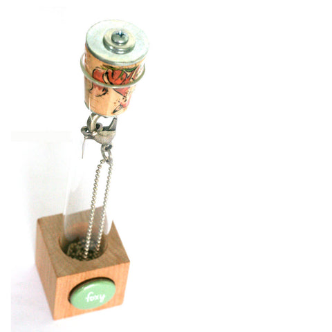 Fox Totem Necklace | Cork in Test Tube and Wood Cube