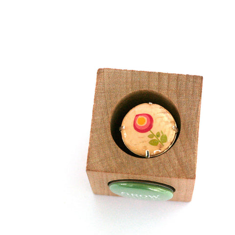 Pink Flower Ring - Cork
