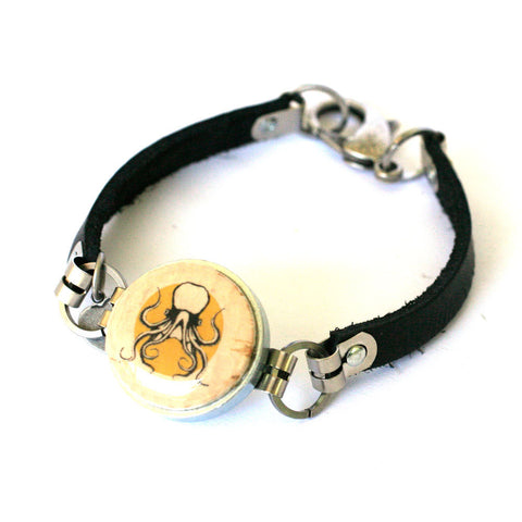 Octopus Leather Bracelet - Recycled Wine Cork