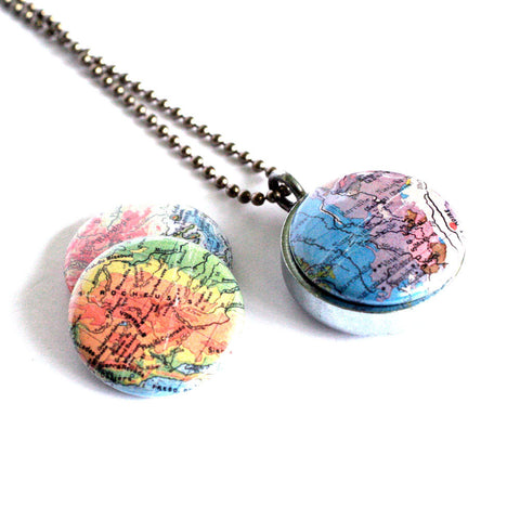 Map Locket Necklace