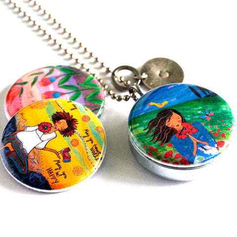 Travel Locket - Mirror Locket Necklace - Yoga Locket - Meditation Locket