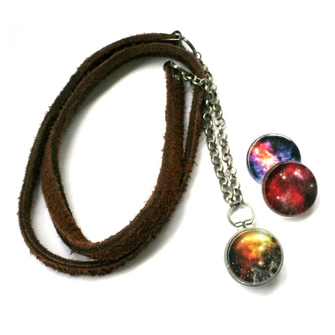 Nebula Leather Locket Necklace