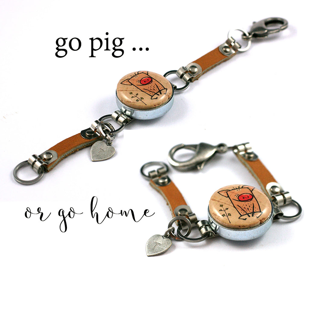 Pig Bracelet - Recycled Wine Cork