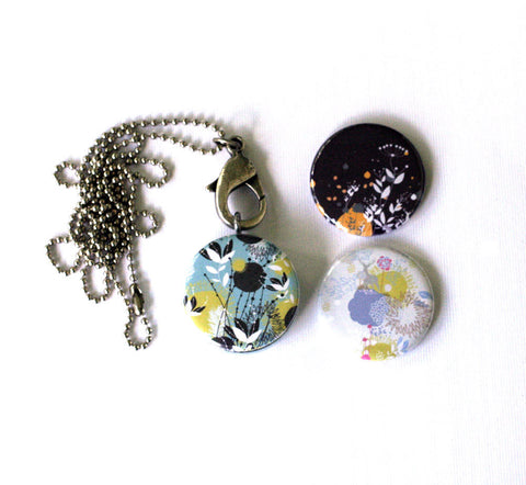 turquoise abstract magnetic locket necklace - interchangeable and recycled