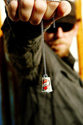 CUSTOM Tattoo Heart Necklace | Recycled Cork in Test Tube and Wood Cube