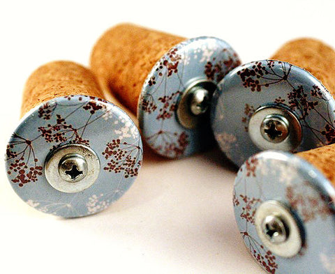 Cork Pushpins | Recycled, Blue Branches