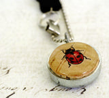 Ladybug Wine Cork Necklace | Recycled Steel