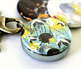 turquoise abstract magnetic locket necklace - interchangeable and recycled