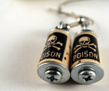 Poison Skull Cork Earrings | Test Tube and Wood Cube