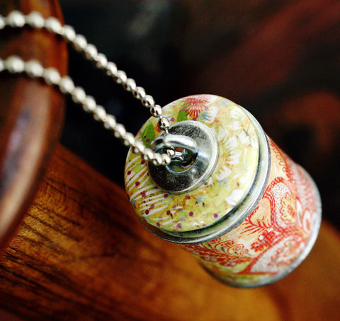 Floral Paisley Recycled Wine Cork Necklace