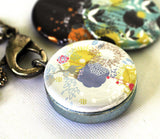 turquoise abstract magnetic locket necklace - interchangeable and recycled