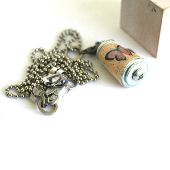 butterfly recycled necklace